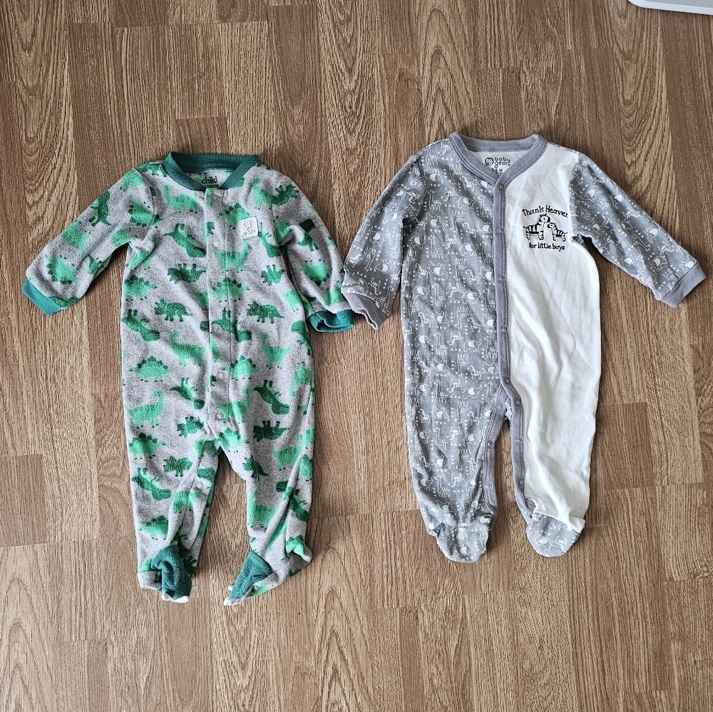 Set Of 2 Baby Boy Footie Sleepers